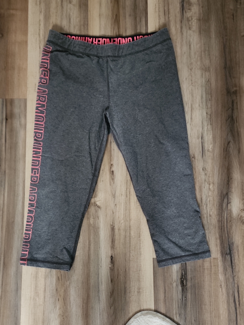 Under Armour Women's Gray Capri Leggings with Pink Side Logo